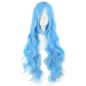 32" 80cm Long Hair Spiral Curly Cosplay Costume Wig (Azure Blue)